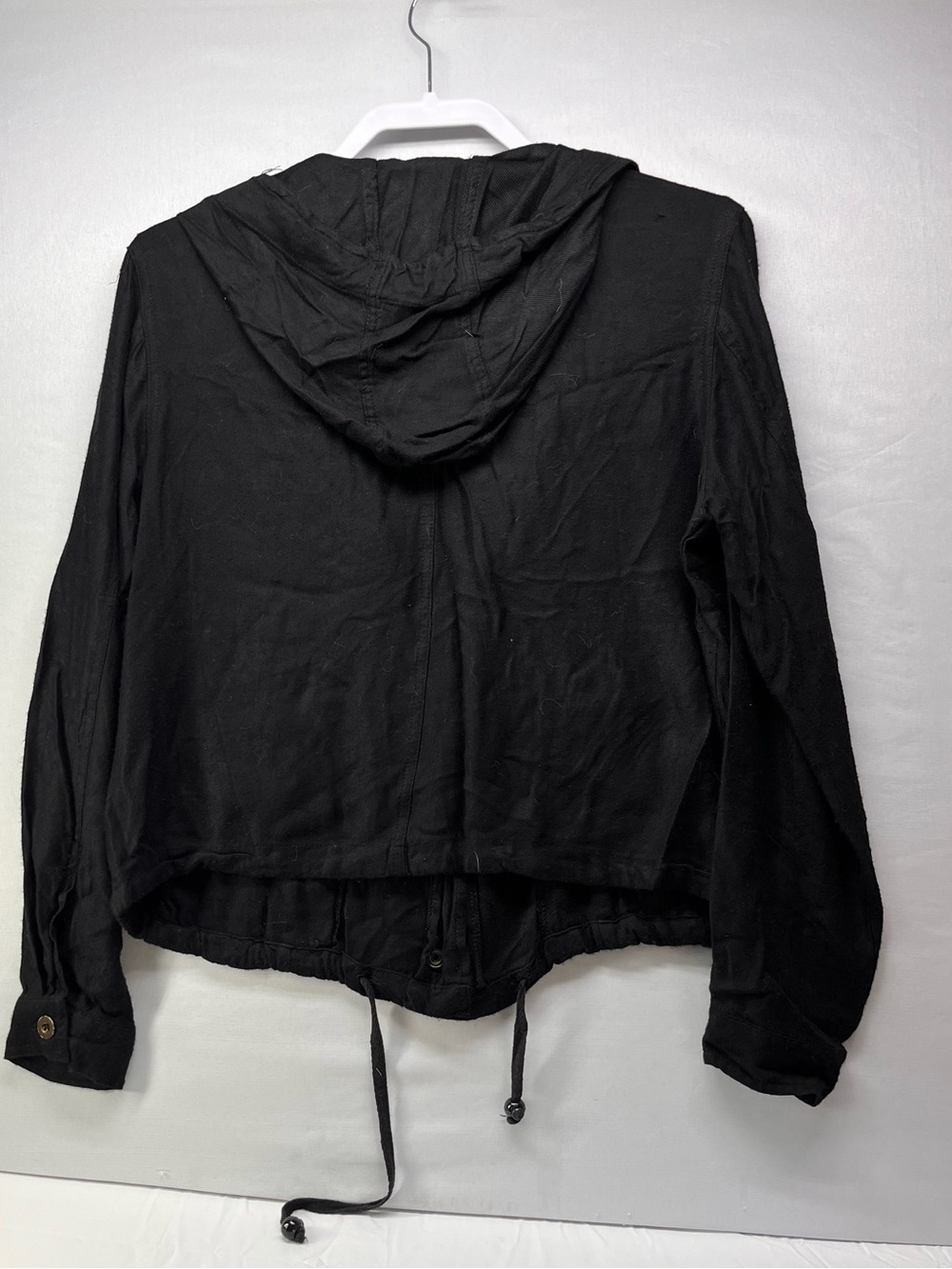 American Rag Black Hooded Drawstring Utility Jacket - Picture 3 of 6